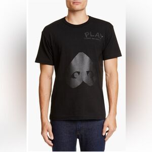 Comme des Garçons T-Shirt PLAY NEW Double Heart Tonal Graphic Designer Black M